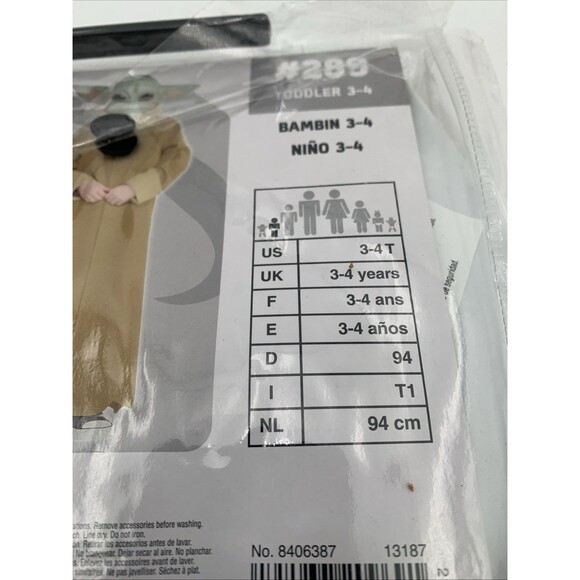 Grogu The Mandalorian Star Wars Toddler 3-4 3T 4T Cosplay Costume Robe Mask New - Picture 4 of 5